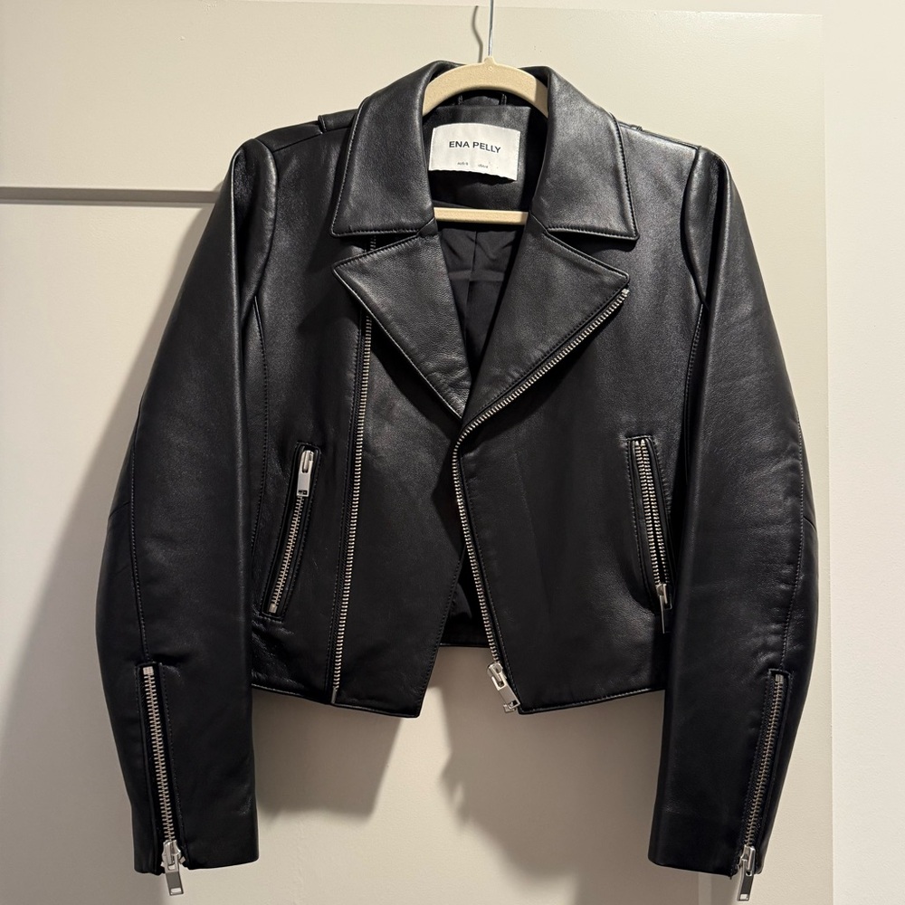 ENA PELLY LEATHER JACKET, US 4